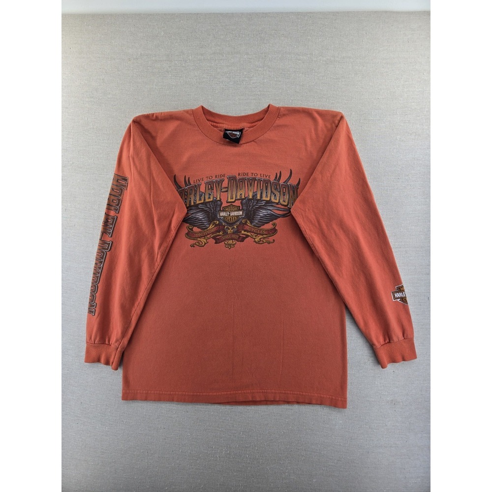 Vintage Harley-Davidson Las Vegas Long Sleeve T-Shirt Orange Flames Dice USA